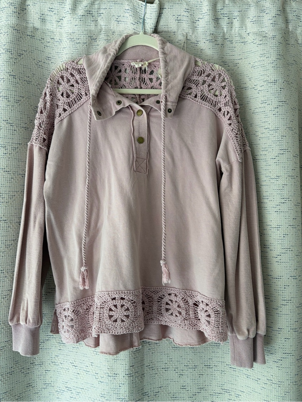 Hem & Thread Lace Trim Pullover Hoodie - Dusty Rose NWT - Picture 2 of 7